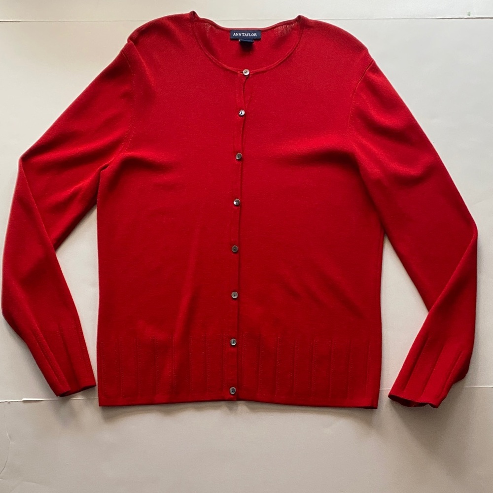 Ann Taylor Vibrant Red Knit Cardigan